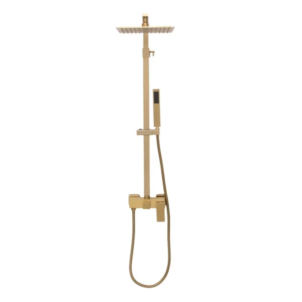 164745-1200-1200 Ducha Expuesta Kuadrat Oro Mate