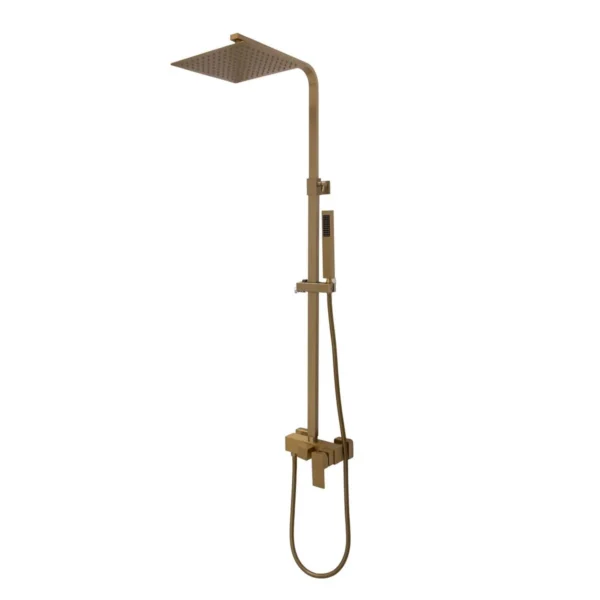 164746-1200-1200 Ducha Expuesta Kuadrat Oro Mate