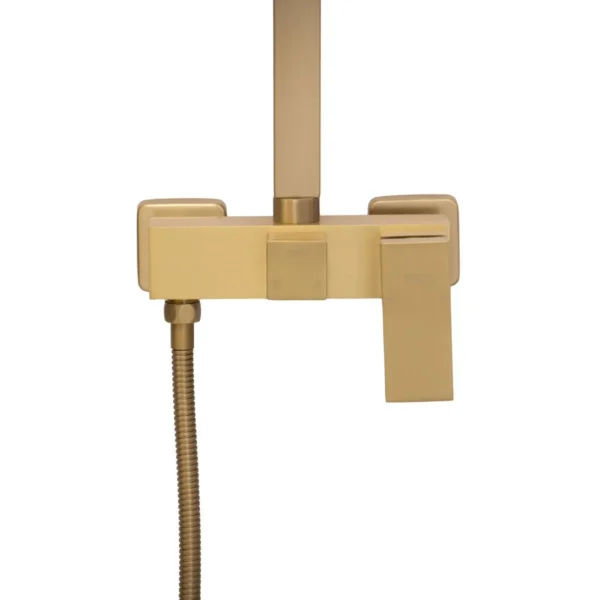 164751-1200-1200 Ducha Expuesta Kuadrat Oro Mate