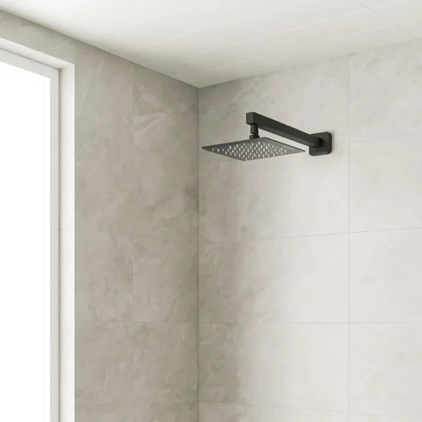 166356-1200-1200 Kit Regadera X20cm + Brazo a Pared X40cm Grafito