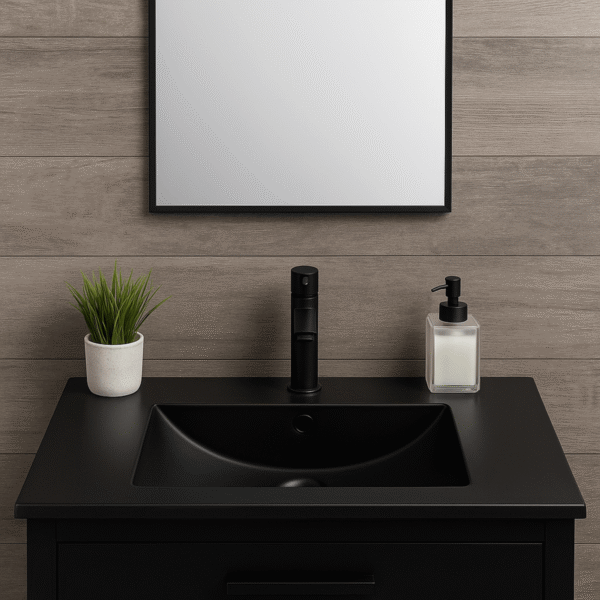 166624-1200-1200 Lavamanos En Porcelana De Sobreponer Tivoli Black Mate 81x46.5x19 cm