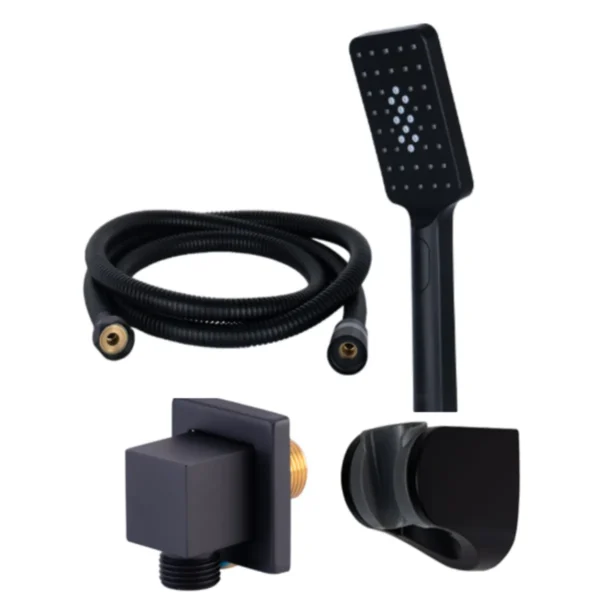 Kit Teleducha Con Manguerta Soporte y Alimentador Negro