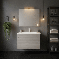 Mueble Madecor Everest Gris Con Placa Lavamanos Poceta Centro 80 x 45 cm