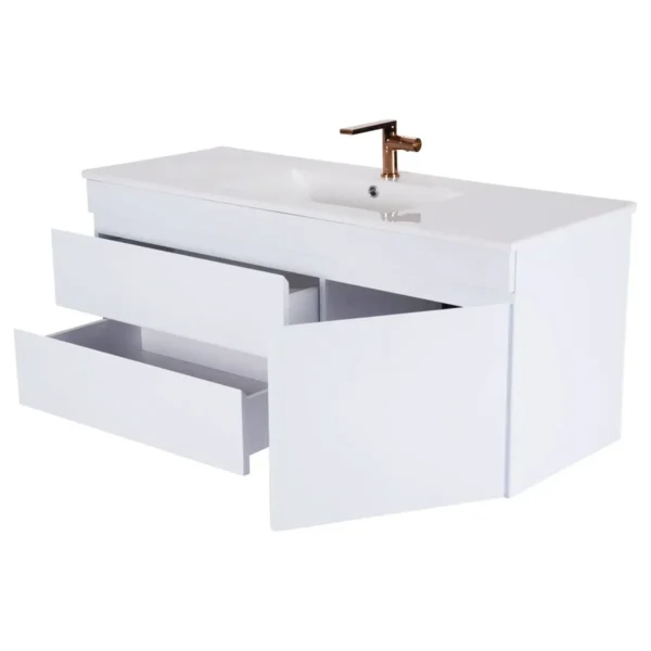 167444-1200-1200 Mueble Poliuretano Maui Blanco Con Placa Lavamanos Poceta Centro 120 x 46 cm