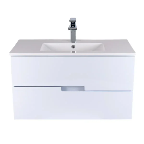Mueble Poliuretano Amaro Blanco Placa Lavamanos Poceta Centro 90 x 45.5 cm