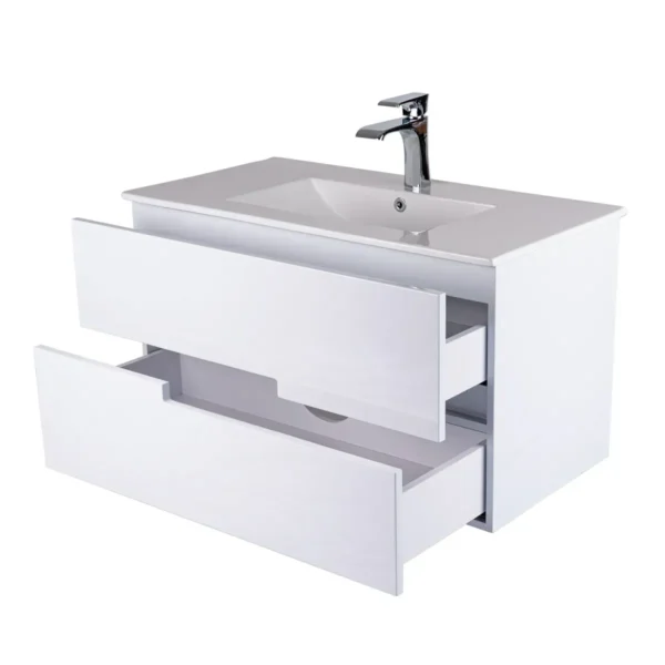 Mueble Poliuretano Amaro Blanco Placa Lavamanos Poceta Centro 90 x 45.5 cm