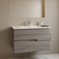 Mueble Madecor Amaro Gris Con Placa Lavamanos Poceta Centro 70 x 46 cm