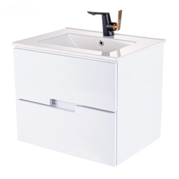 167508-1200-1200 Mueble Poliuretano Amaro Blanco Con Placa Lavamanos Poceta Centro 60 x 45 cm