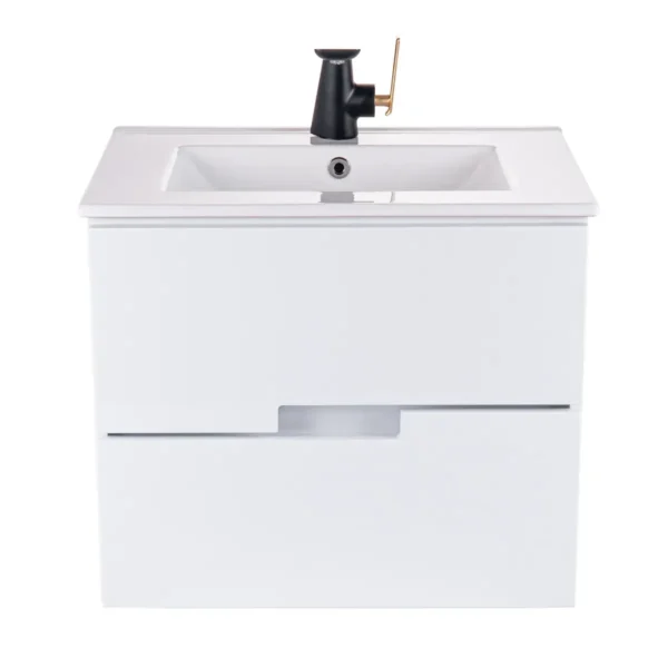 167510-1200-1200 Mueble Poliuretano Amaro Blanco Con Placa Lavamanos Poceta Centro 60 x 45 cm