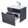 Mueble Poliuretano Ario Negro Con Placa Lavamanos Poceta Centro 60 x 45 cm