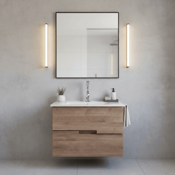 Mueble Madecor Amaro Roble Claro Con Placa Lavamanos Poceta Centro 60 x 45 cm