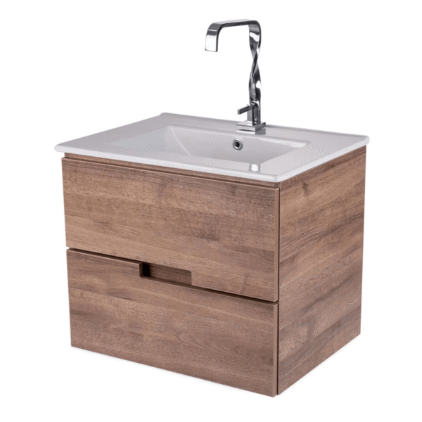 Mueble Madecor Amaro Roble Claro Con Placa Lavamanos Poceta Centro 60 x 45 cm
