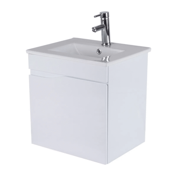 Mueble Poliuretano Oregon Blanco Con Placa Lavamanos Poceta Centro 50 x 40 cm