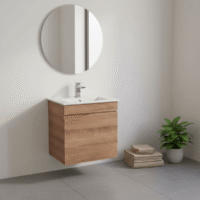 Mueble Madecor Oregon Roble Claro Con Placa Lavamanos Poceta Centro 50 x 39 cm
