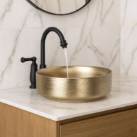 Lavamanos Galileo Gold Tipo Vessel En Porcelana 36.5x36.5x12.5 cm