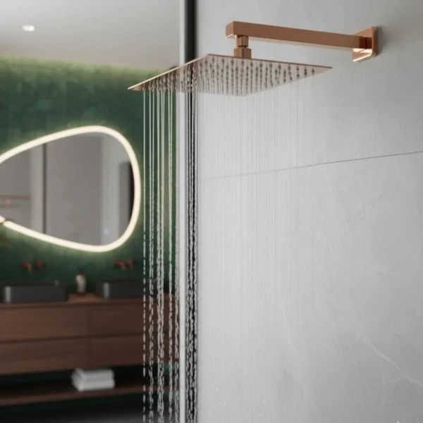 Kit De Regadera 20cm+brazo Pared 40cm Rosa Brillo