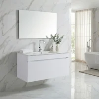 Mueble Poliuretano Ario Blanco Con Placa Lavamanos Poceta Centro 100 x 46 cm