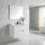169582-1200-1200 Mueble Poliuretano Amaro Blanco Con Placa Lavamanos Poceta Centro 60 x 45 cm