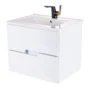 169583-1200-1200 Mueble Poliuretano Amaro Blanco Con Placa Lavamanos Poceta Centro 60 x 45 cm