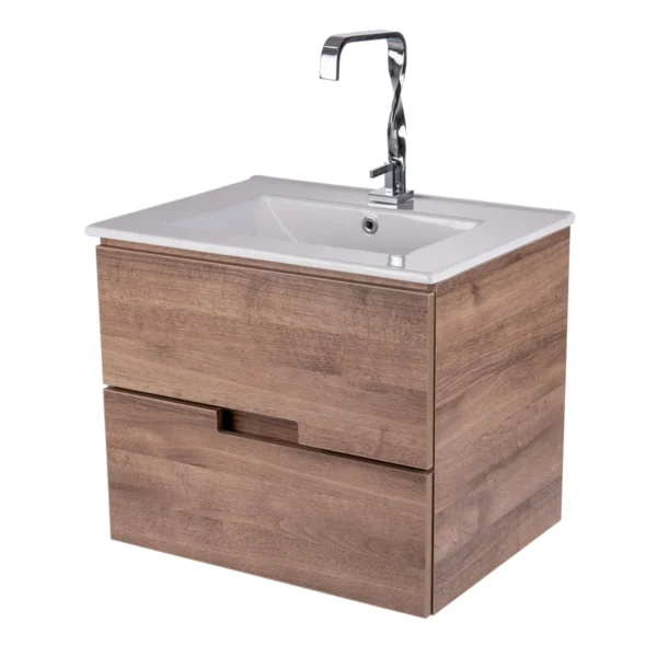 Mueble Madecor Amaro Roble Claro Con Placa Lavamanos Poceta Centro 60 x 45 cm