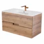 Mueble Madecor Amaro Roble Claro Con Placa Lavamanos Poceta Centro 90 x 45.5 cm