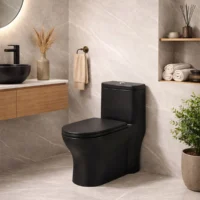 170052-1200-1200 Sanitario One-piece Bellagio Negro Mate Descarga 1000 Gramos Con Anillo De Cera Conex 1/2