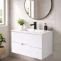 Mueble Poliuretano Amaro Blanco Con Placa Lavamanos Poceta Centro 70 x 46 cm