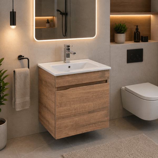 170822-1200-1200 Mueble Madecor Trend Roble Claro Con Placa Lavamanos Poceta Centro 40.5 x 40.5 cm