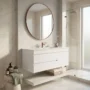 Mueble Poliuretano Maui Blanco Con Placa Lavamanos Poceta Centro 120 x 46 cm