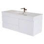 Mueble Poliuretano Maui Blanco Con Placa Lavamanos Poceta Centro 120 x 46 cm