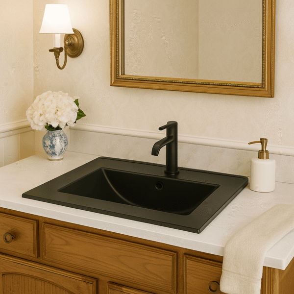 170892-1200-1200 Lavamanos En Porcelana De Sobreponer Tivoli Black Mate 71x46.5x19 cm