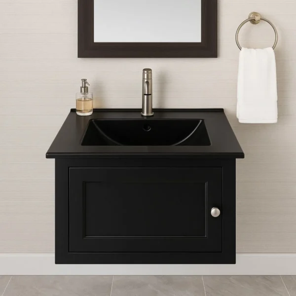 170898-1200-1200 Lavamanos En Porcelana De Sobreponer Tivoli Black Mate 71x46.5x19 cm