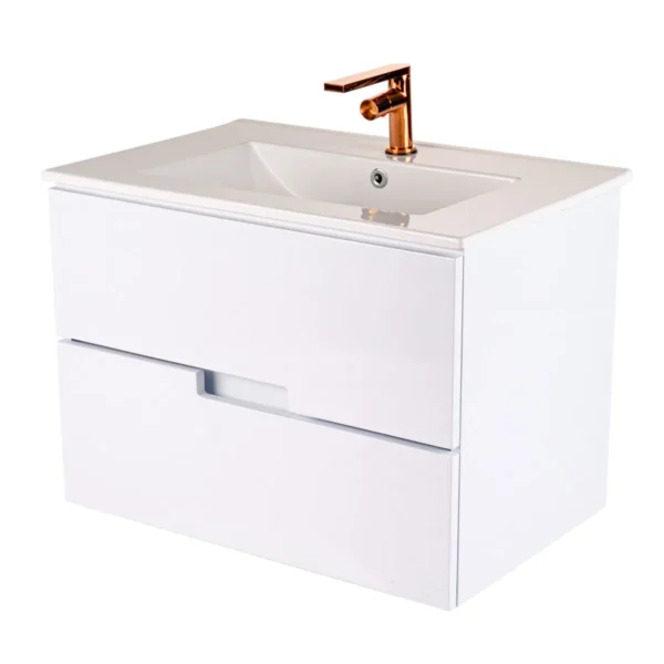 Mueble Poliuretano Amaro Blanco Con Placa Lavamanos Poceta Centro 70 x 46 cm