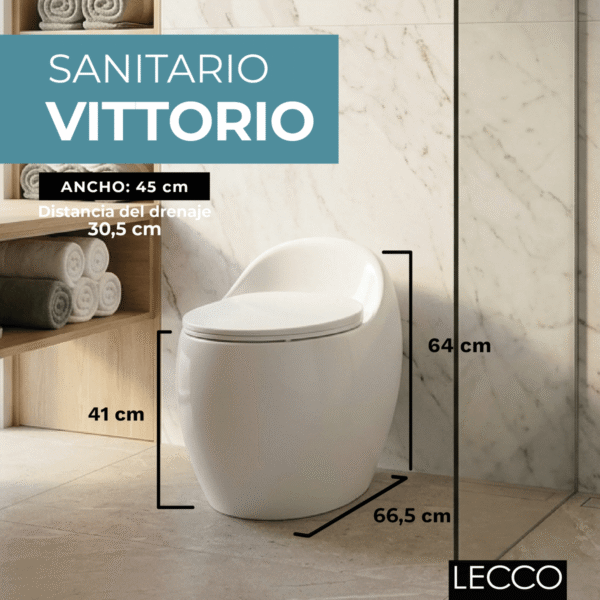 Sanitario One-piece Vittorio Blanco Descarga 1000 Gramos Con Anillo De Cera Conexión 1/2