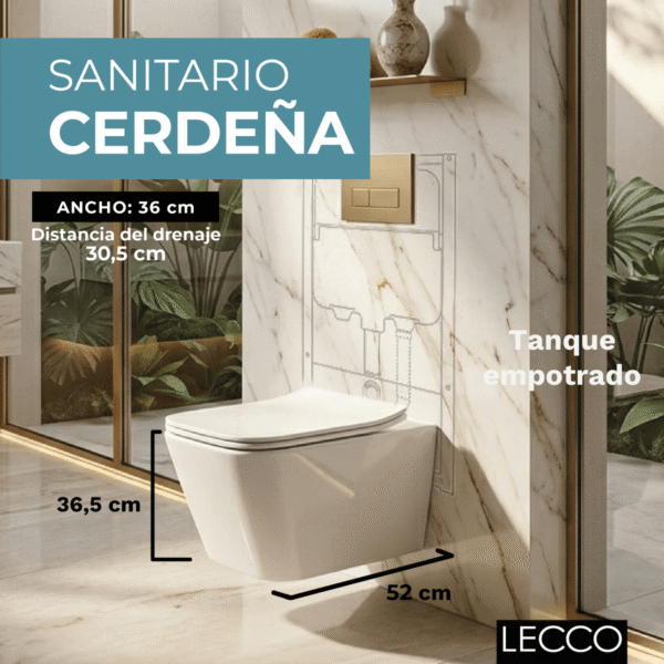 172210-1200-1200 Sanitario Suspendido Cuadrado Cerdeña Sin Tanque