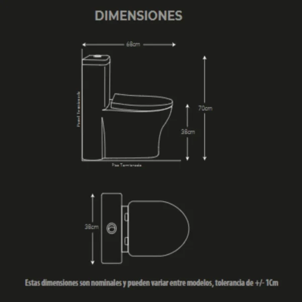 Sanitario One-piece Bellagio Blanco Descarga 1000 Gramos Con Anillo De Cera