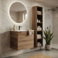 Mueble Madecor Nola Roble Claro Con Placa Lavamanos Poceta Centro 50 X 40 Cm Lecco