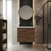 Mueble Madecor Nola Roble Claro Con Placa Lavamanos Poceta Centro 60 x 46 Cm Lecco