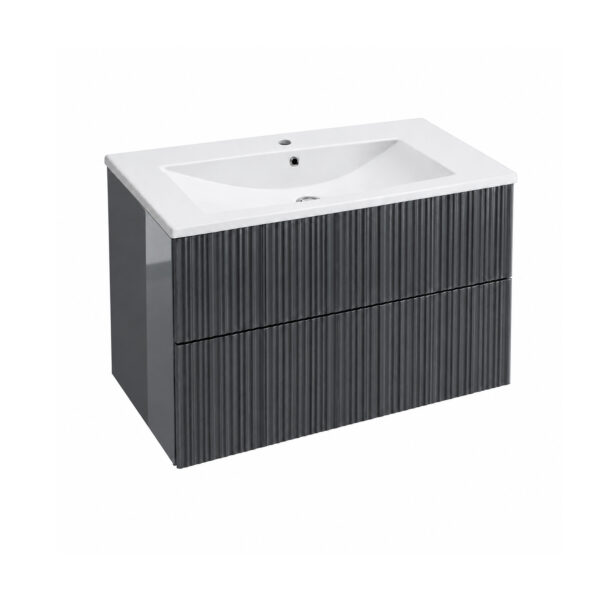 Mueble Poliuretano Veneto Gris Con Placa Lavamanos Poceta Centro 60 x 45 Cm Lecco