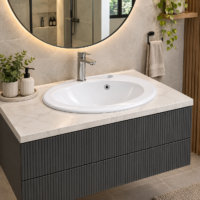 Lavamanos En Porcelana De Sobreponer Tanzis Blanco 51.4 x 46 x 18.2 cm.