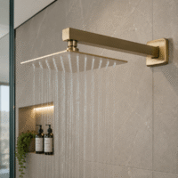 REGADERA DE 25CM+BRAZO A PARED DE 40CM ORO LECCO